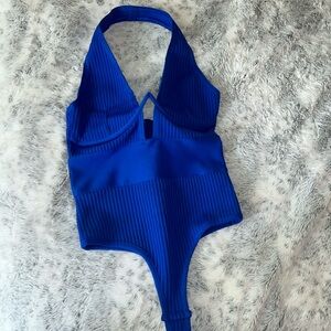 NWT Colbalt Blue Bodysuit with Front Wire, Zipper and Snap Closure